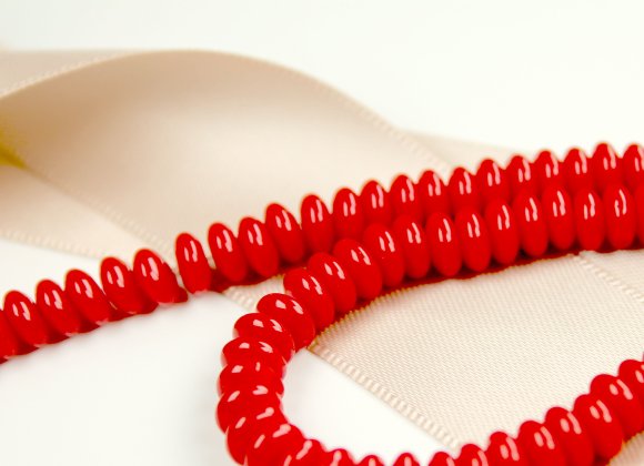 Opaque Red 2 Hole Lentil Bead - Two Hole Red CzechMates Lentil Glass Beads - 6mm Flat Round Red Lentil Beads