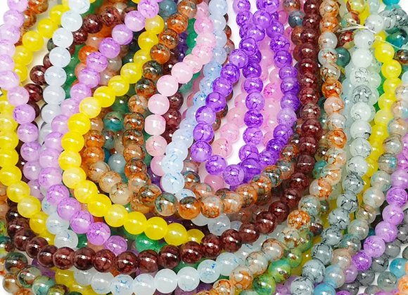 Factory wholesale 6mm 8mm round loose beads Cracked Glaze glass beads for DIY jewelry making