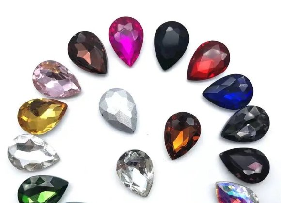 Water Drop Glass Pointback Rhinestones