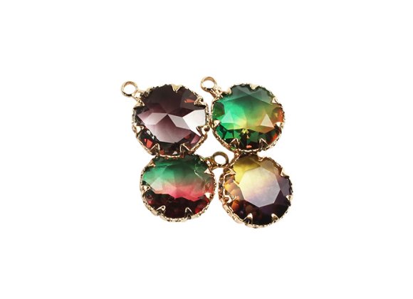 Single hanging circular dual color tourmaline