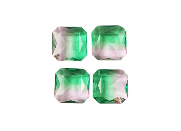Square octagonal dual color tourmaline
