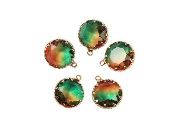 Single hanging circular dual color tourmaline