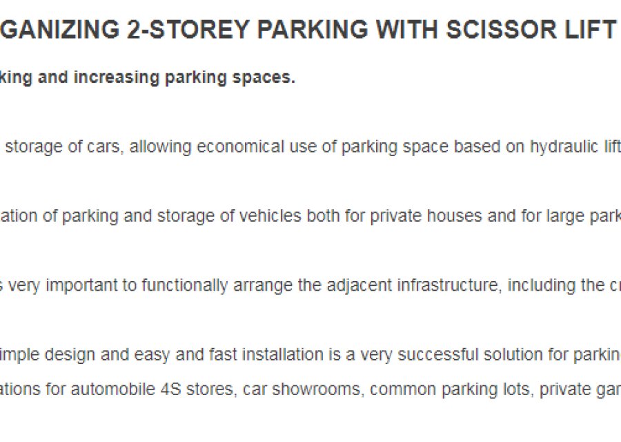 An Effective Solution For Organizing 2-Storey Parking With Scissor Lift