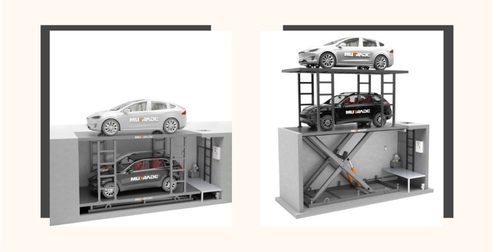 INVISIBLE PARKING SPACE FOR PRIVATE GARAGE WITH MUTRADE SCISSOR LIFTING PLATFORMS C2 3