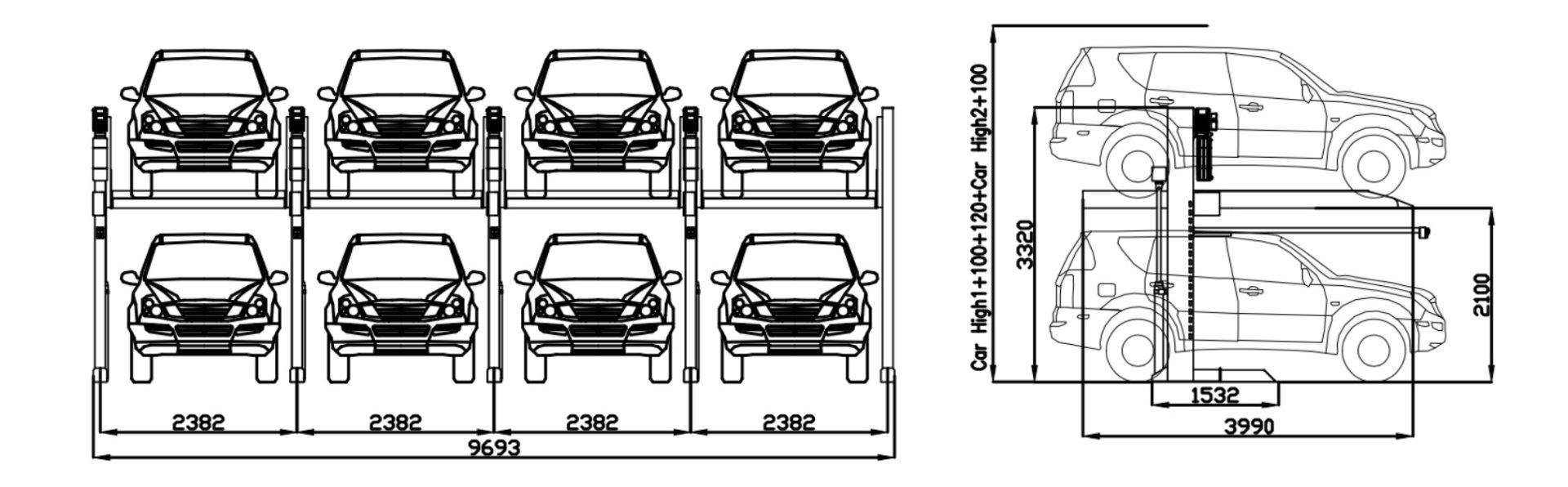 DIMENSIONAL DRAWING PARKING LIFT